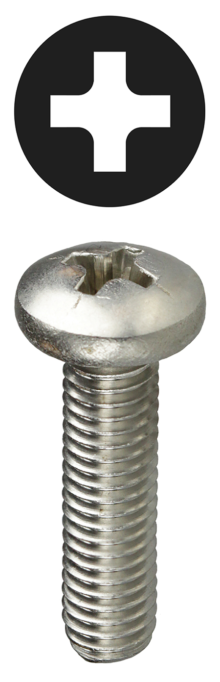 PMS102412 Head Machine Screw, #10-24, 1/2 in OAL, 18-8 Stainless Steel, Pan Head, Phillips Drive