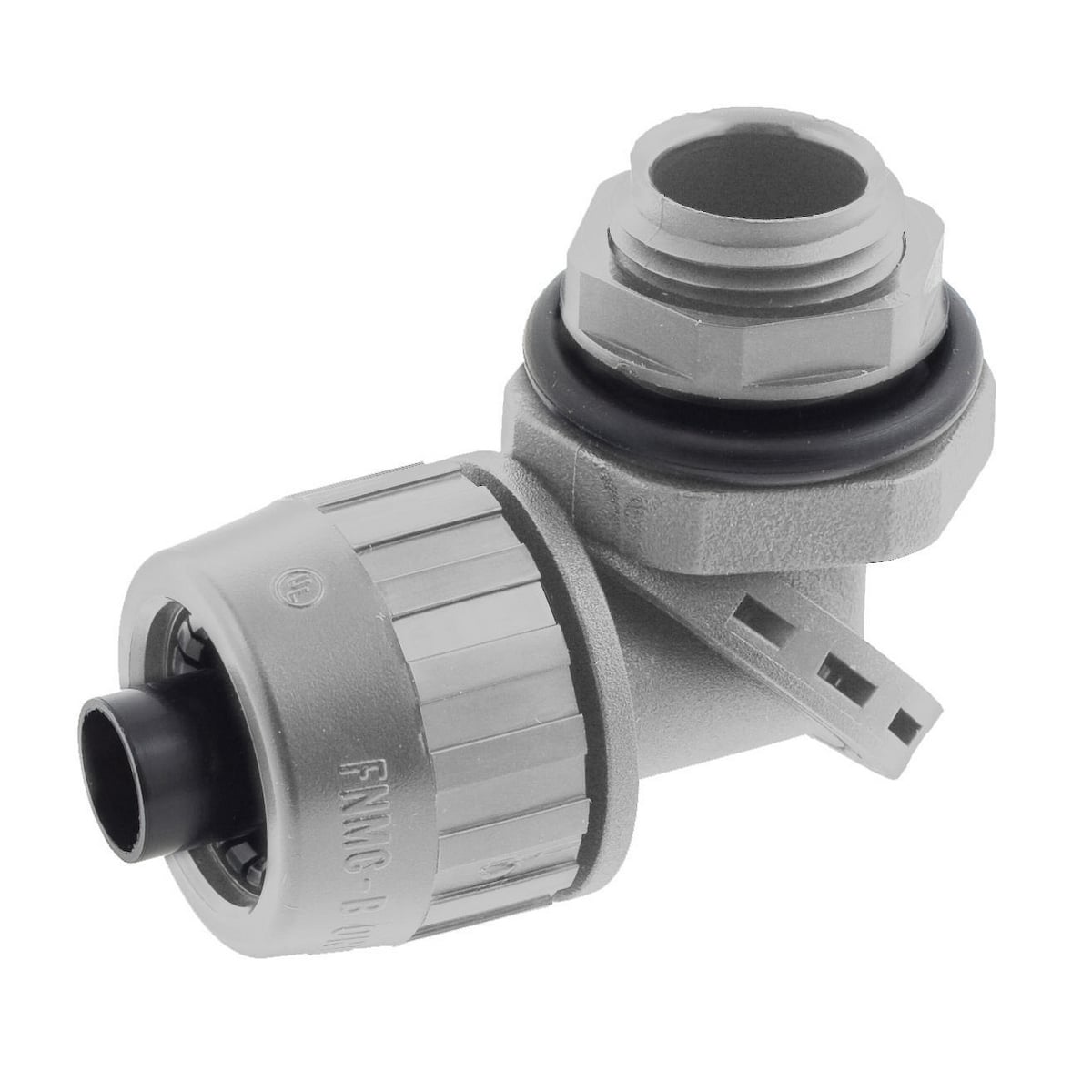 Kellems Wire Management, Liquidtight System, SwivelLok Multi-Position Male Liquid Tight Connector, 3/8", Non-Metallic, Gray