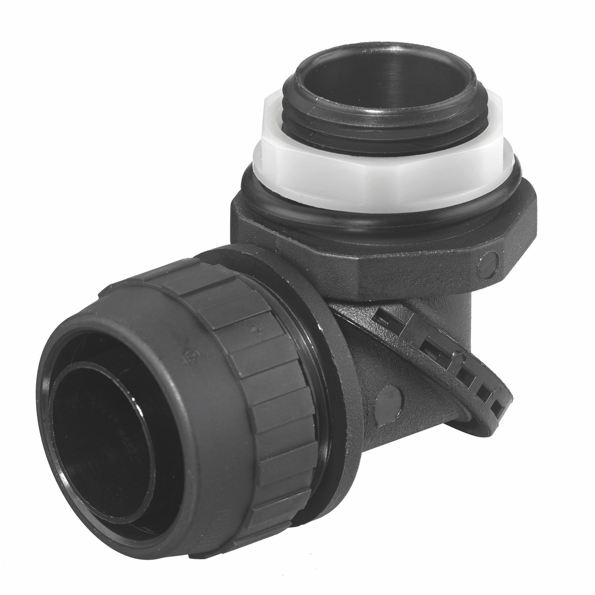 Kellems Wire Management, Liquidtight System, SwivelLok Multi-Position Male Liquid Tight Connector, 1", Non-Metallic, Black