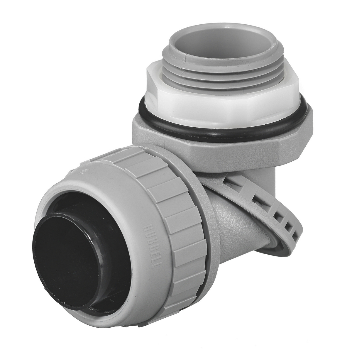 Kellems Wire Management, Liquidtight System, SwivelLok Multi-Position Male Liquid Tight Connector, 1", Non-Metallic, Gray