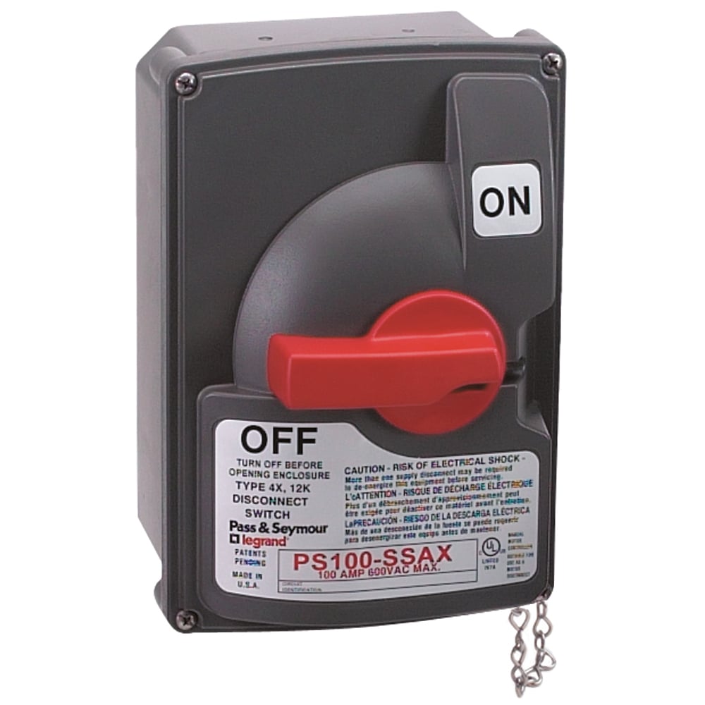 Non-Fusible Safety Switch with Auxillary Contact. 100 amp, 600 vac.