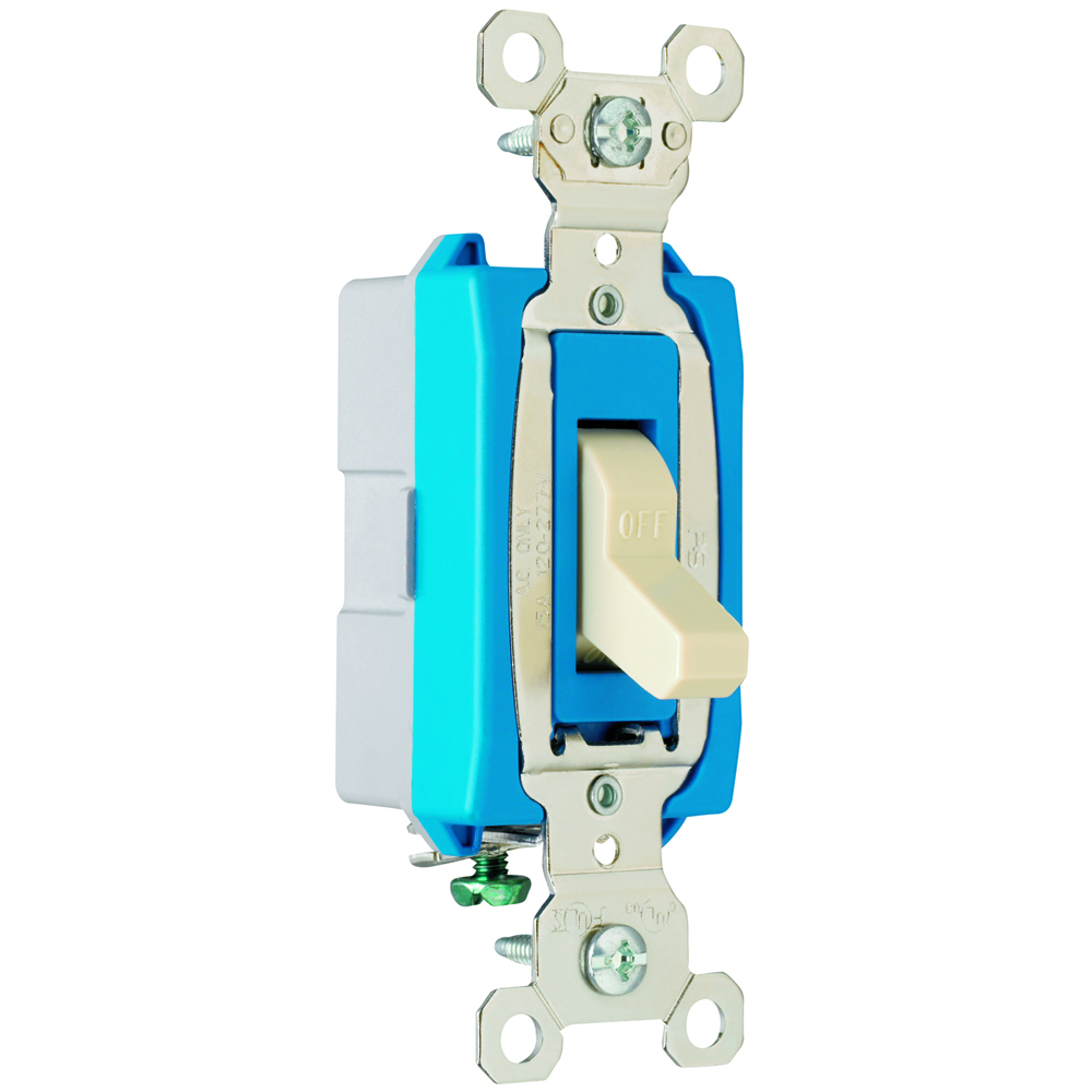 1pole Toggle Switch, Back and, Side Wire, 15amp 120/277volt, Ivory