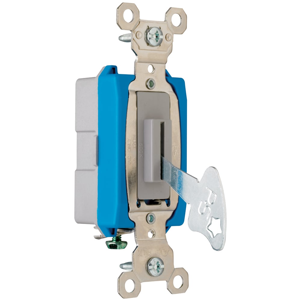 1pole Lock Switch, Back and, Side Wire, 15amp 120/277volt, Gray (Key can be removed in both positions)