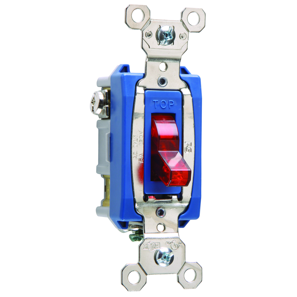 1pole Pilot Lighted Switch, Back and, Side Wire, 15amp 120volt, Red
