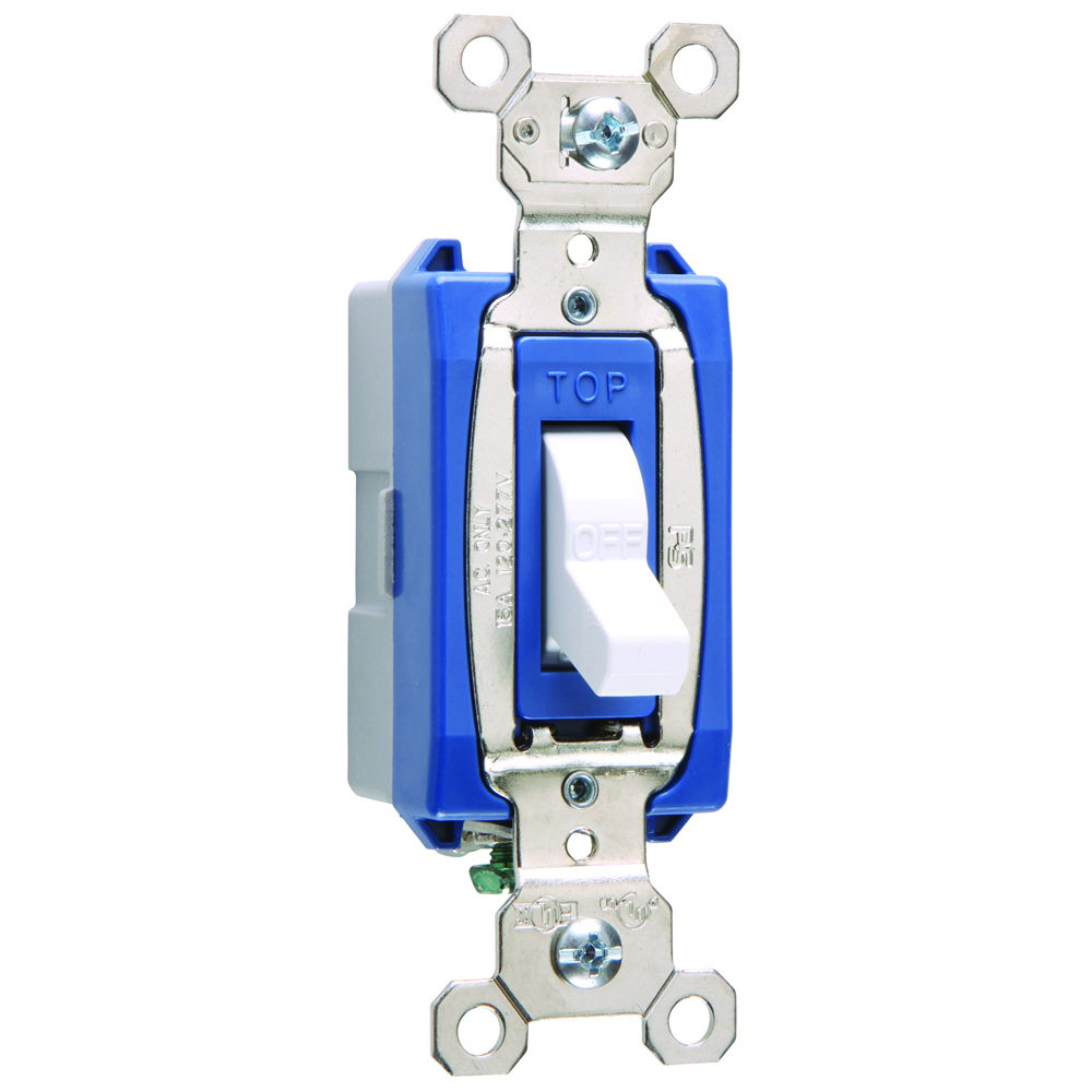1pole Toggle Switch, Back and, Side Wire, 15amp 120/277volt, White