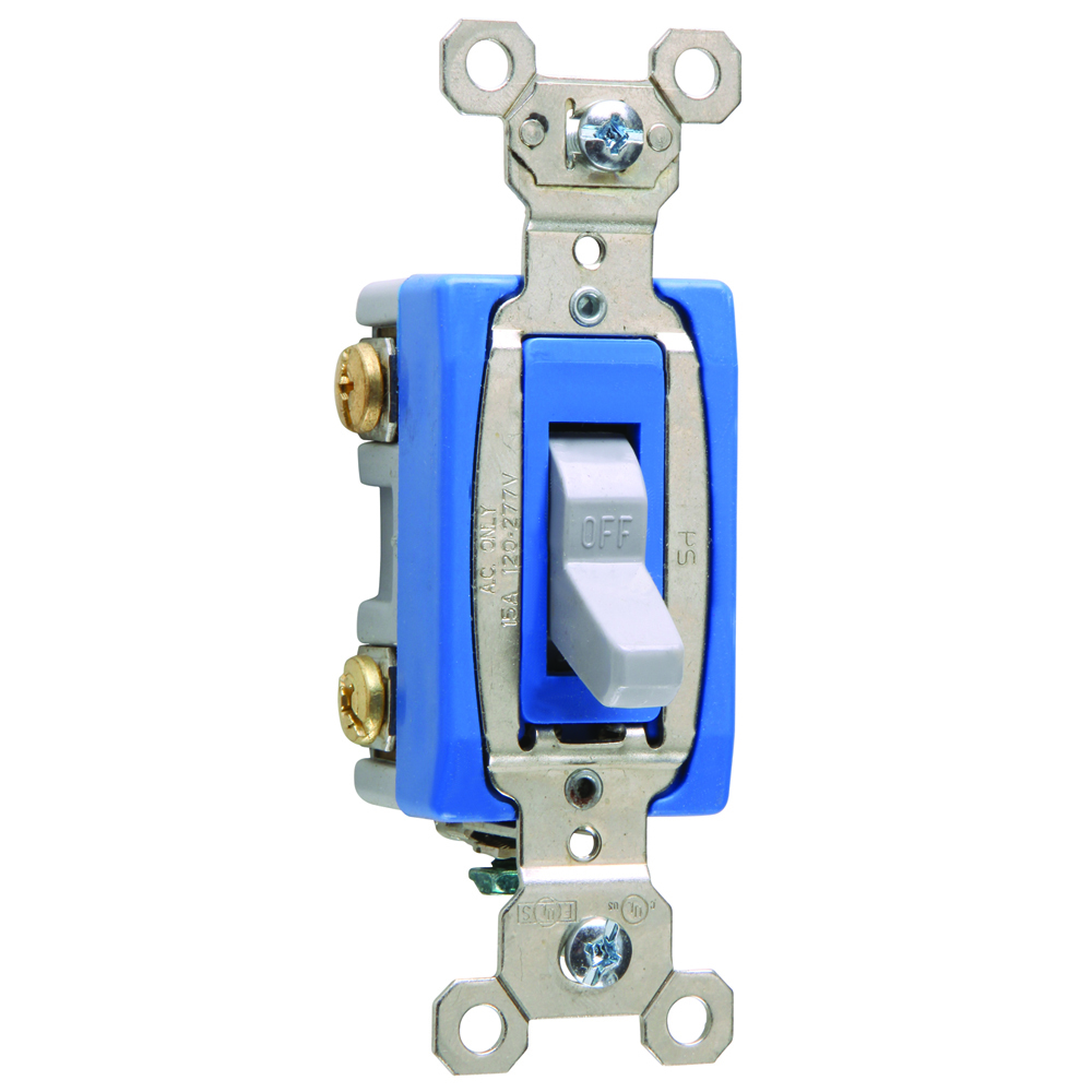 3way Toggle Switch, Back and, Side Wire, 15amp 120/277volt, Gray