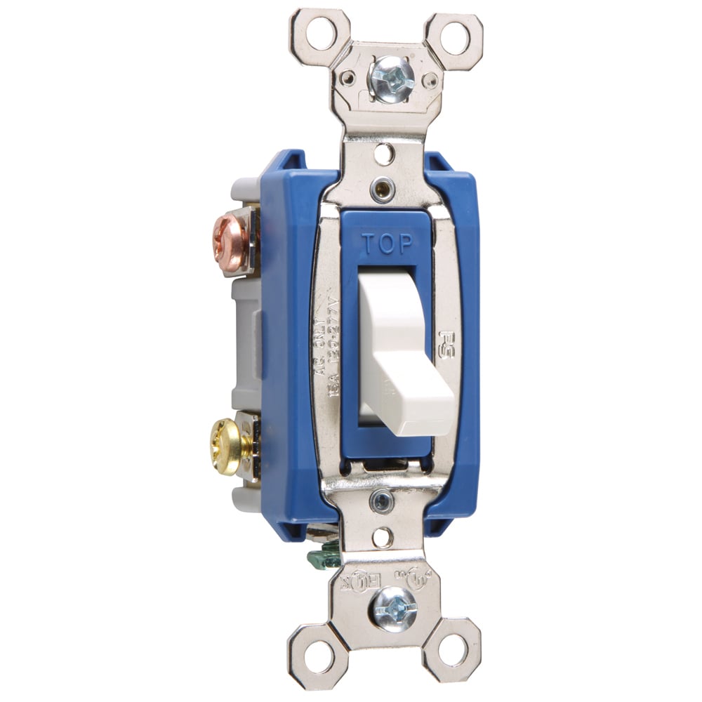 PS15AC3LA 3-Way Heavy Duty Toggle Switch, 120/277 VAC, 15 A, 1/2, 2 hp Power Rating, DPDT Contact