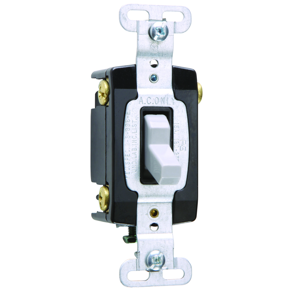 4way Toggle Switch, Back and, Side Wire, 15amp 120/277volt, Gray
