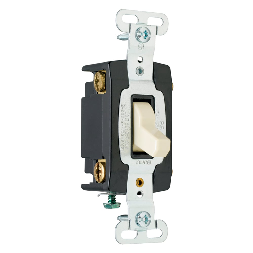 4way Toggle Switch, Back and, Side Wire, 15amp 120/277volt, Light Almond