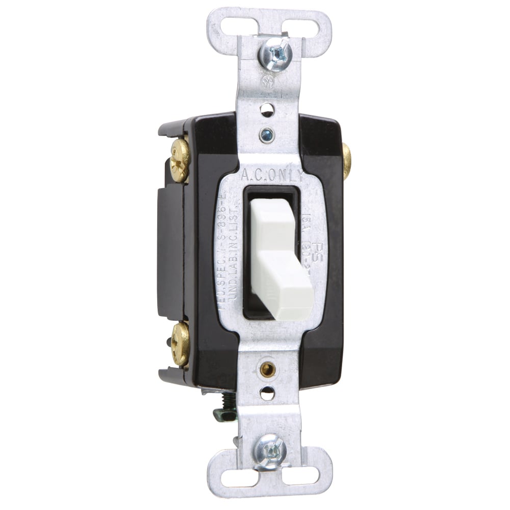 4way Toggle Switch, Back and, Side Wire, 15amp 120/277volt, White