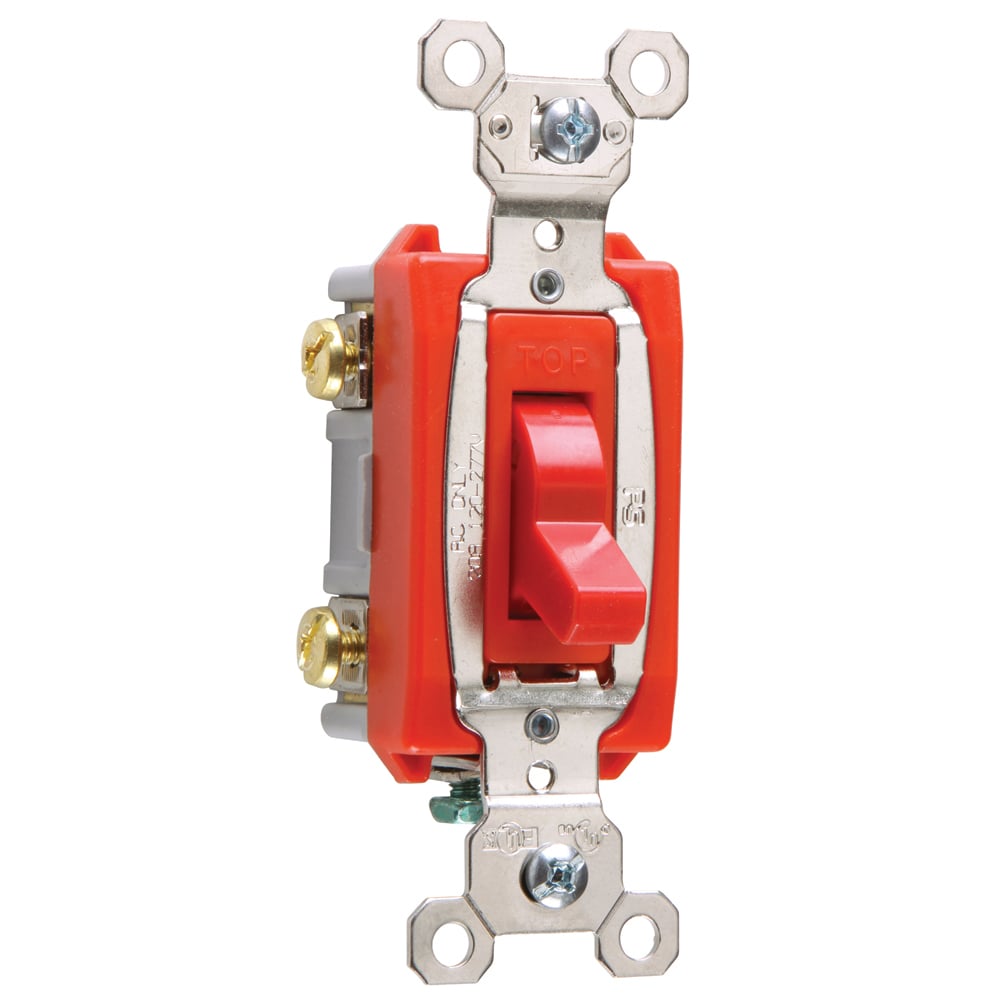 PS20AC2RPL Industrial Extra Heavy Duty Switch, Lighted When On, Back and Side Wire, Red