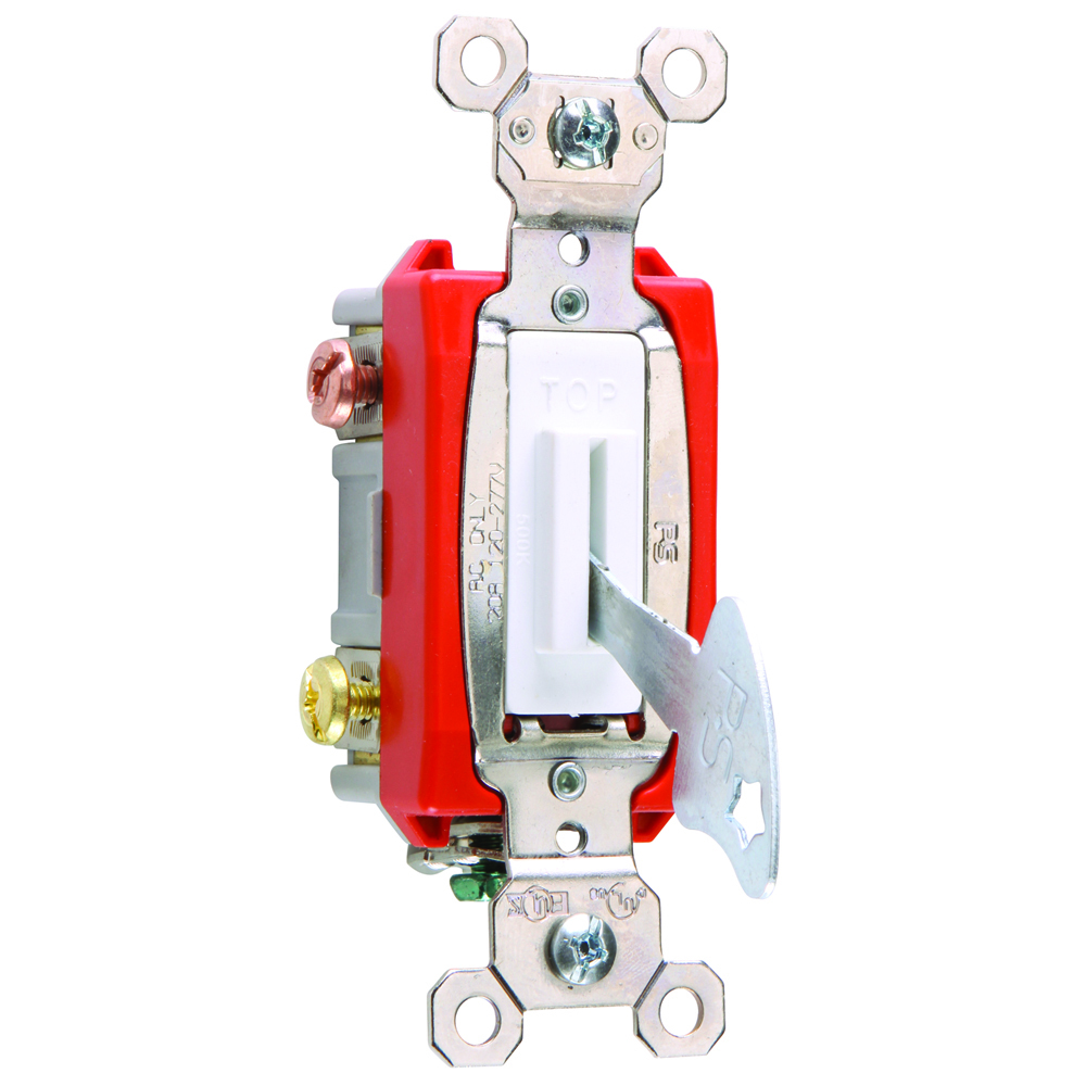 2pole Lock Switch, Back and, Side Wire, 20amp 120/277volt, White (Key can be removed in both positions)