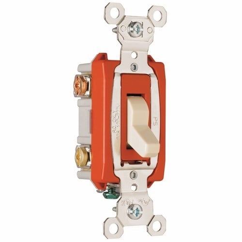 3way Toggle Switch, Back and, Side Wire, 20amp 120/277volt, Ivory