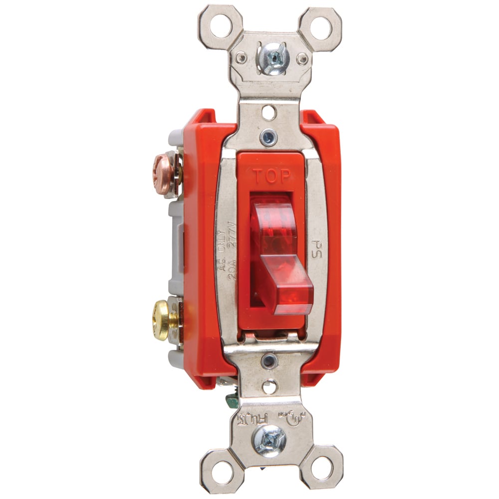 PS20AC3RPL7 Industrial Extra Heavy Duty Switch, Lighted When On, Back and Side Wire, Red