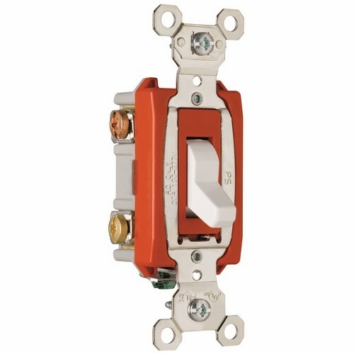 3way Toggle Switch, Back and, Side Wire, 20amp 120/277volt, White