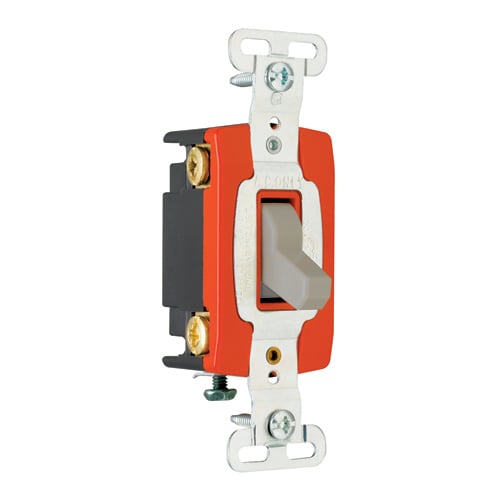 4way Toggle Switch, Back and, Side Wire, 20amp 120/277volt, Gray