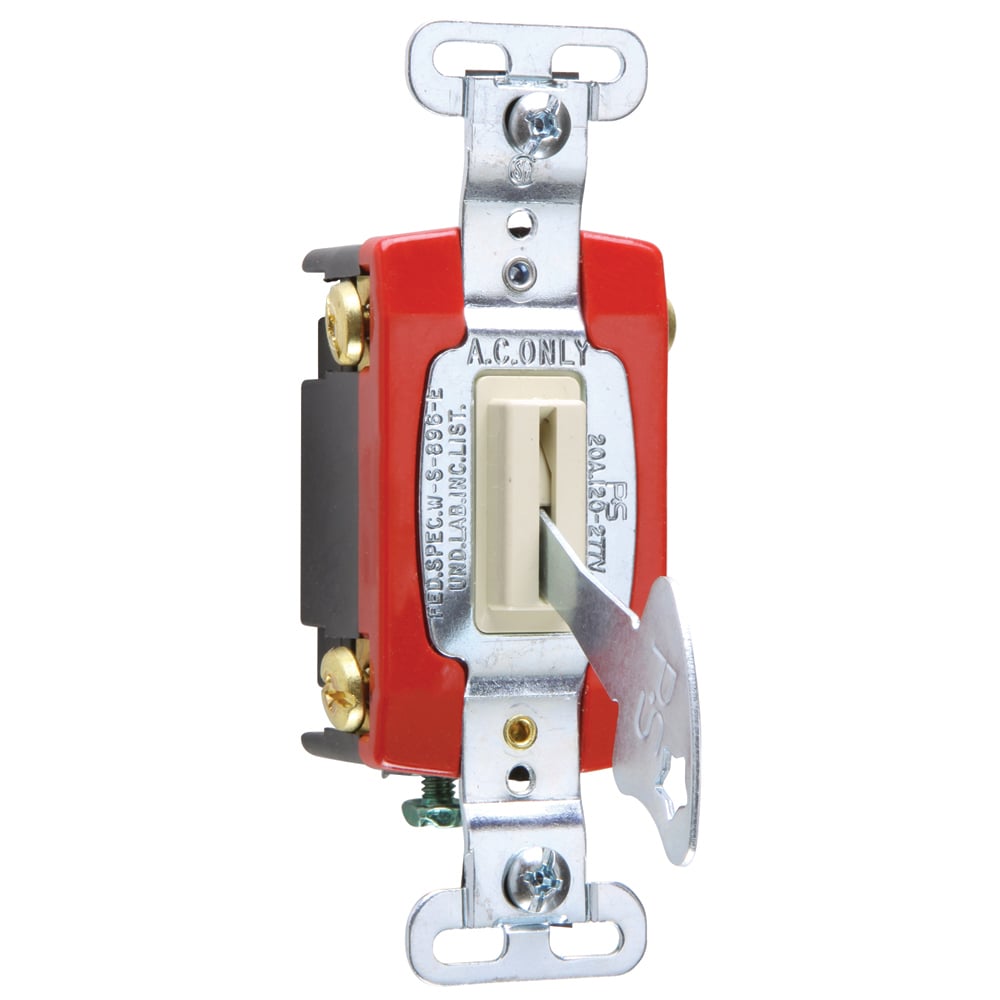4way Lock Switch, Back and, Side Wire, 20amp 120/277volt, Ivory (Key can be removed in both positions)