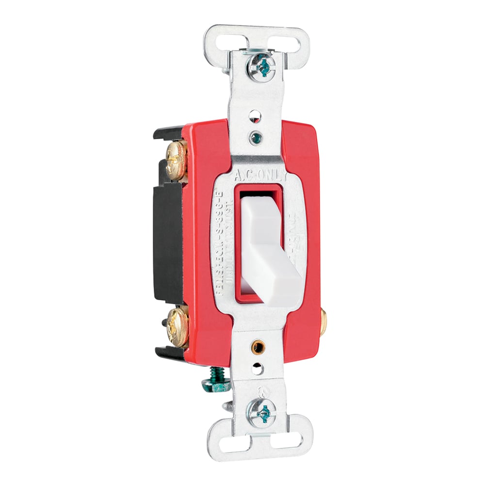 4way Toggle Switch, Back and, Side Wire, 20amp 120/277volt, White