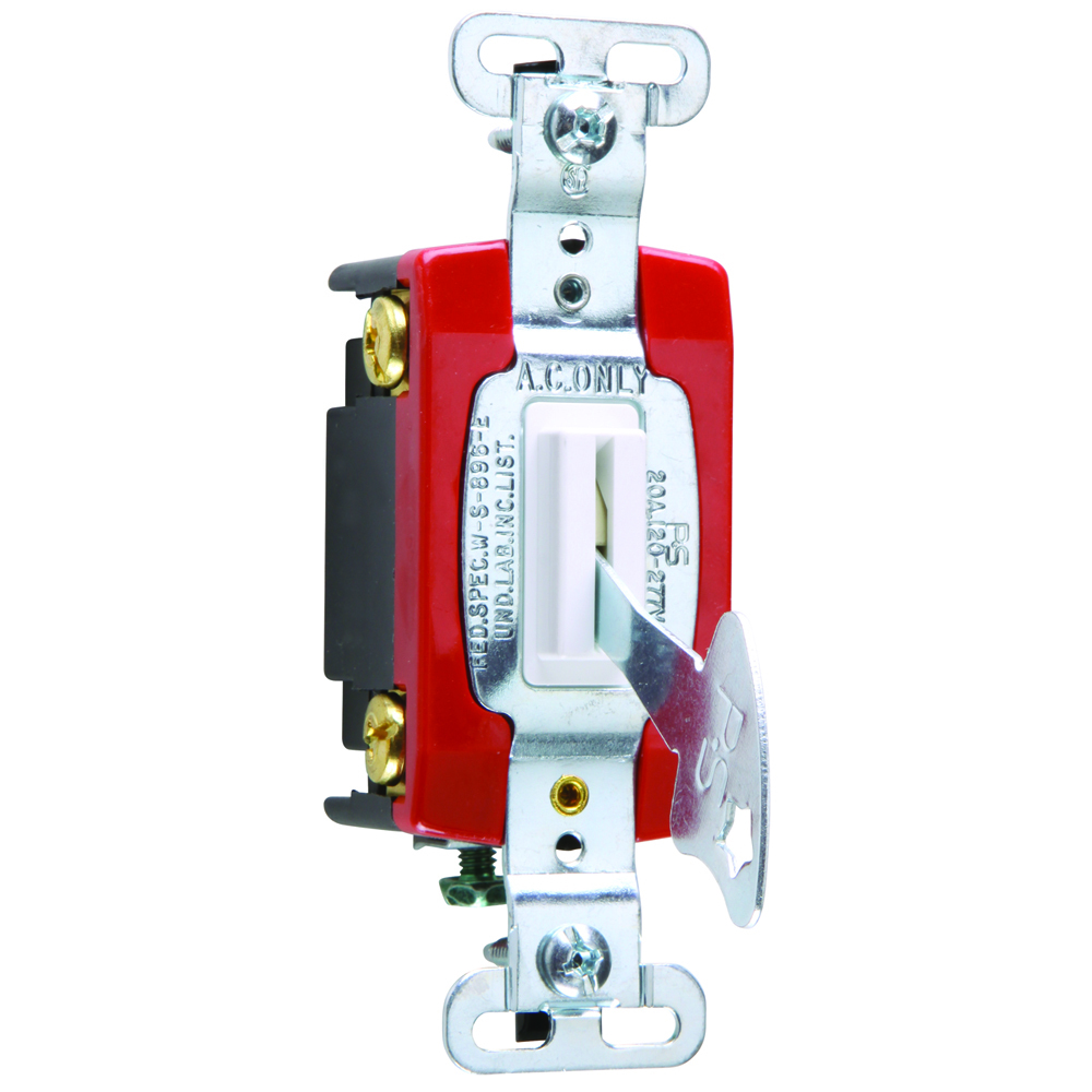 4way Lock Switch, Back and, Side Wire, 20amp 120/277volt, White (Key can be removed in both positions)