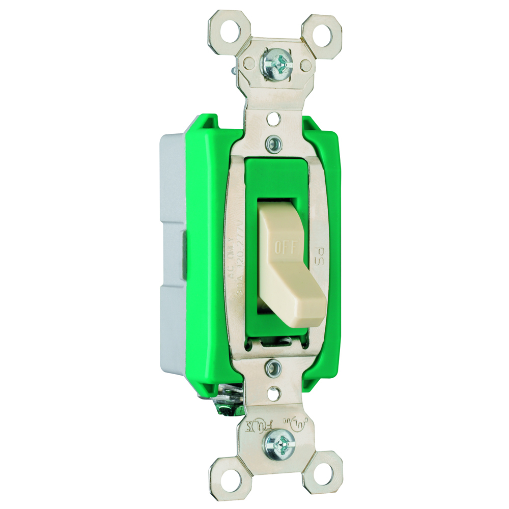 1pole Toggle Switch, Back and, Side Wire, 30amp 120/277volt, Ivory