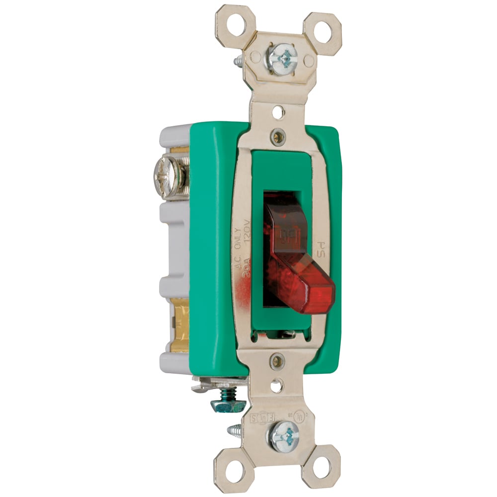 PS30AC1RPL Industrial Extra Heavy Duty Switch, Lighted When On, Back and Side Wire, Red