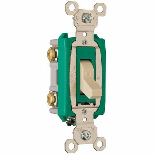 2pole Toggle Switch, Back and, Side Wire, 30amp 120/277volt, Ivory