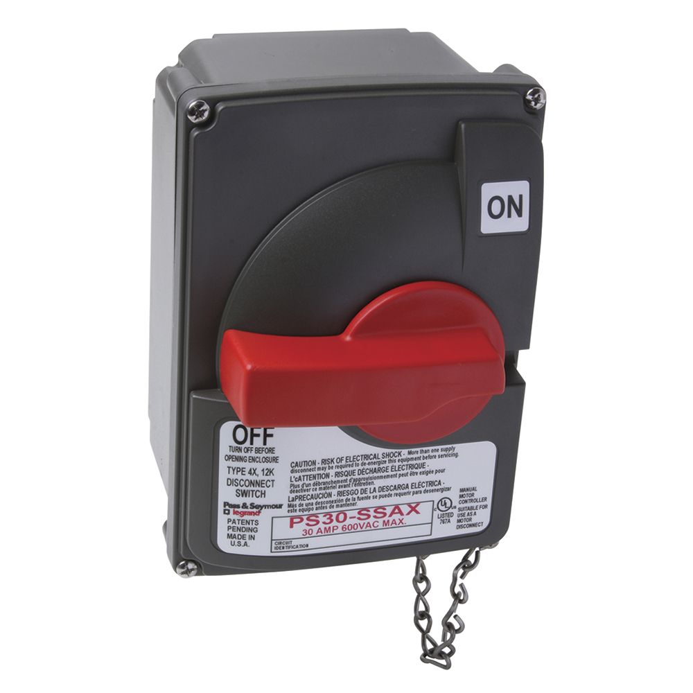 Non-Fusible Safety Switch with Auxillary Contact. 30 amp, 600 vac.