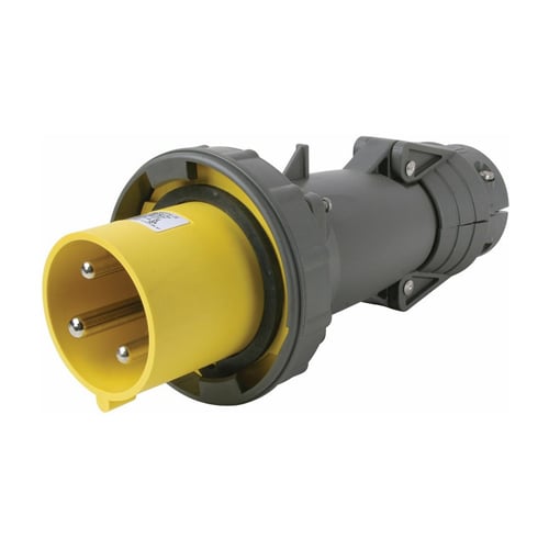 Double pole, Triple wire, Pin and Sleeve Plug. 20 amp, 125 volt.