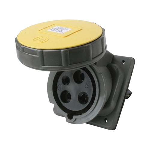 Double pole, Three wire, Pin and Sleeve Receptacle. 20 amp, 125 volt.