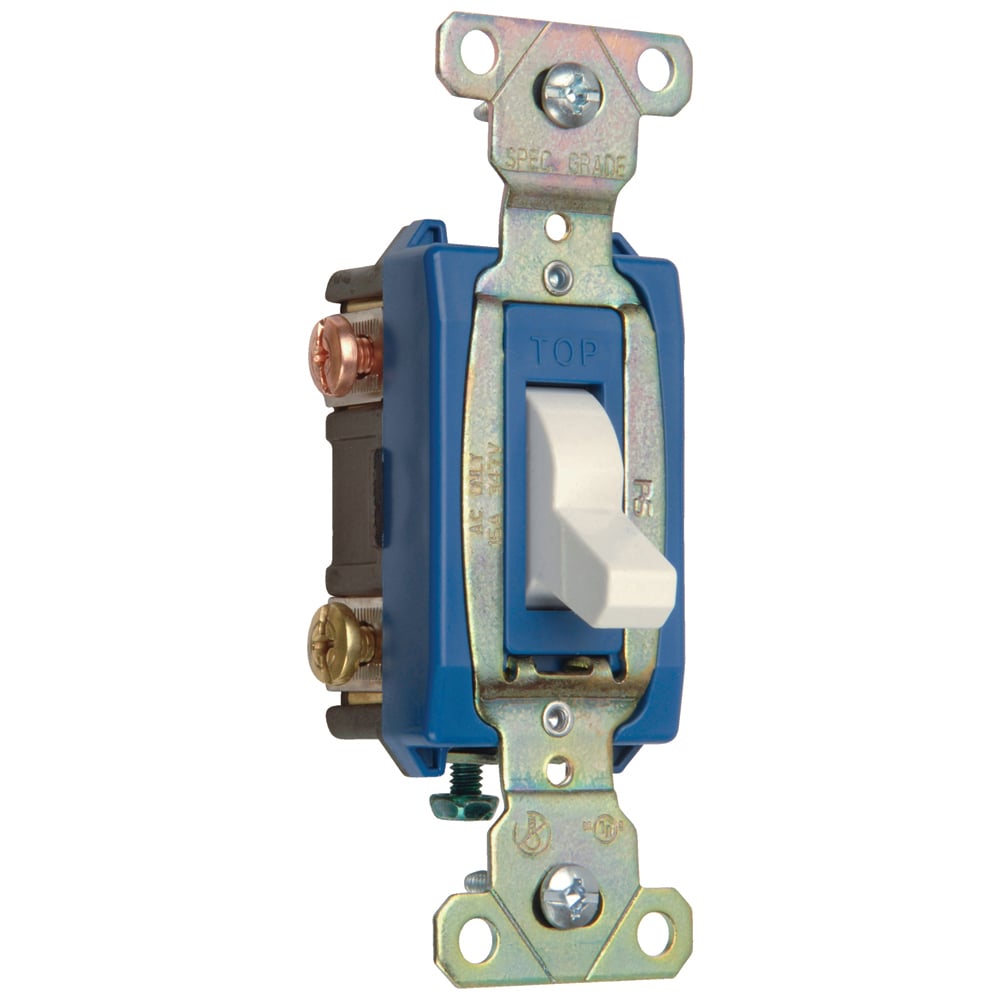 PS371530W Extra Heavy Duty Spec Grade 347VAC Toggle Switch Back and Side Wire, White