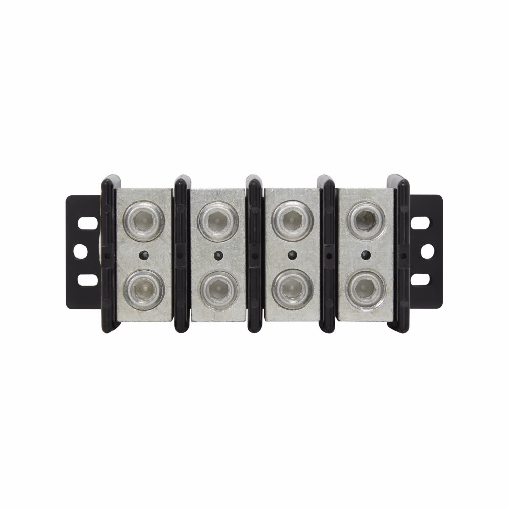 Eaton Bussmann series power splicer block, 600 Vac, 600 Vdc, 310A, Power splicer block, Four-pole, SCCR: 10 kA, Black, Molded Thermoplastic