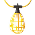 EPCO, Cord Light, CordLights, SJTW Round Cord without Plug, Lamp Type: Incandescent,Compact Fluorescent,LED, Color: Yellow (Safety Cage & Cord), Number Of Bulbs/Unit: 10, Maximum Loading Length: 100 FT, Shape: A23, Temperature Rating: 167 DEG F,75 DEG C, Conductor Size: 14/2 AWG