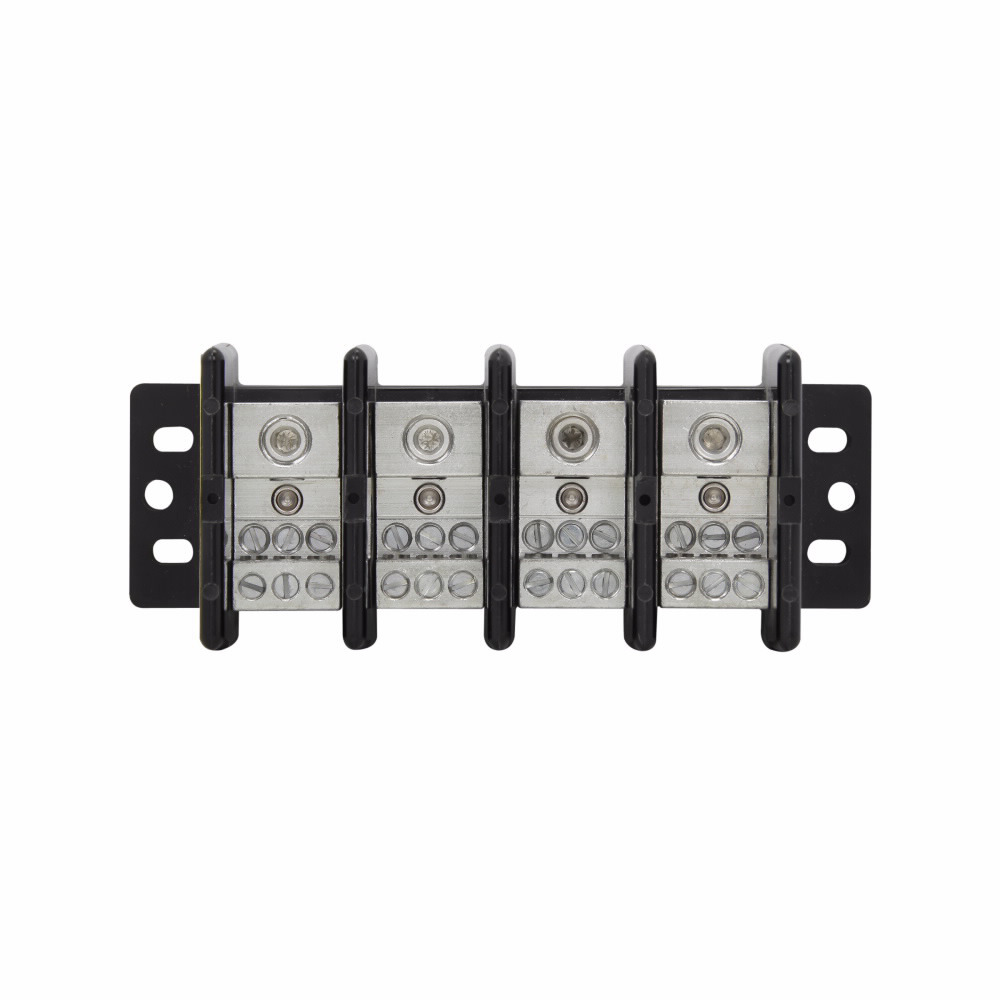 Eaton Bussmann series power distribution block, Flammability Rating UL 94-V0, 600 Vac, 600 Vdc, 175A, Power distribution block, Four-pole, Black, Molded Thermoplastic
