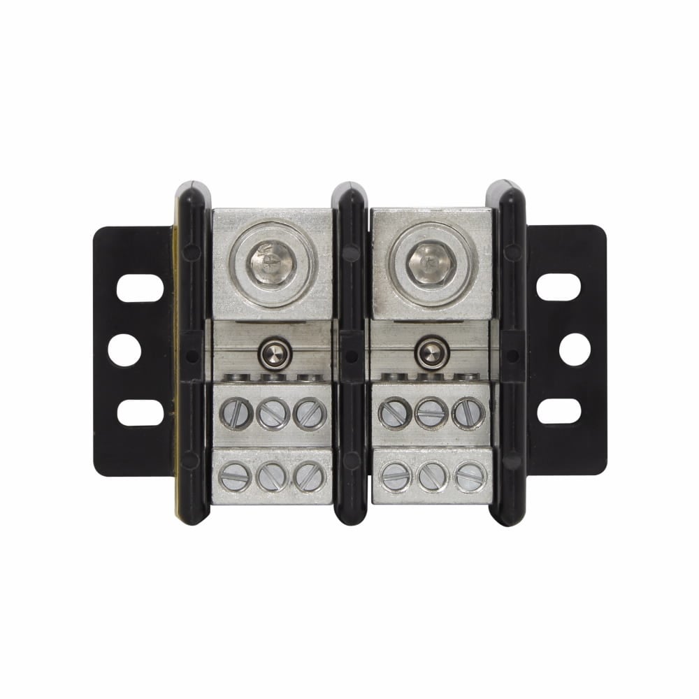 Eaton Bussmann series power distribution block, Flammability Rating UL 94-V0, 600 Vac, 600 Vdc, 310A, Power distribution block, Two-pole, Black, Molded Thermoplastic