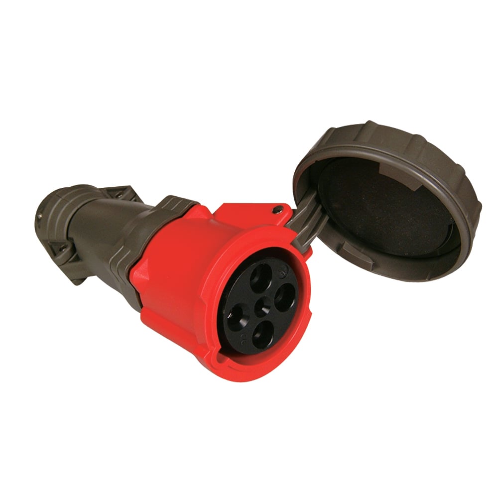 Three pole, Four wire, Pin and Sleeve connector. 60 amp, 3/480 volt.
