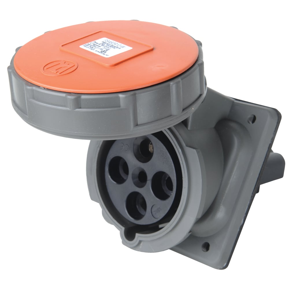 Three pole, Four wire, Pin and Sleeve Receptacle. 60 amp, 125/250 volt.