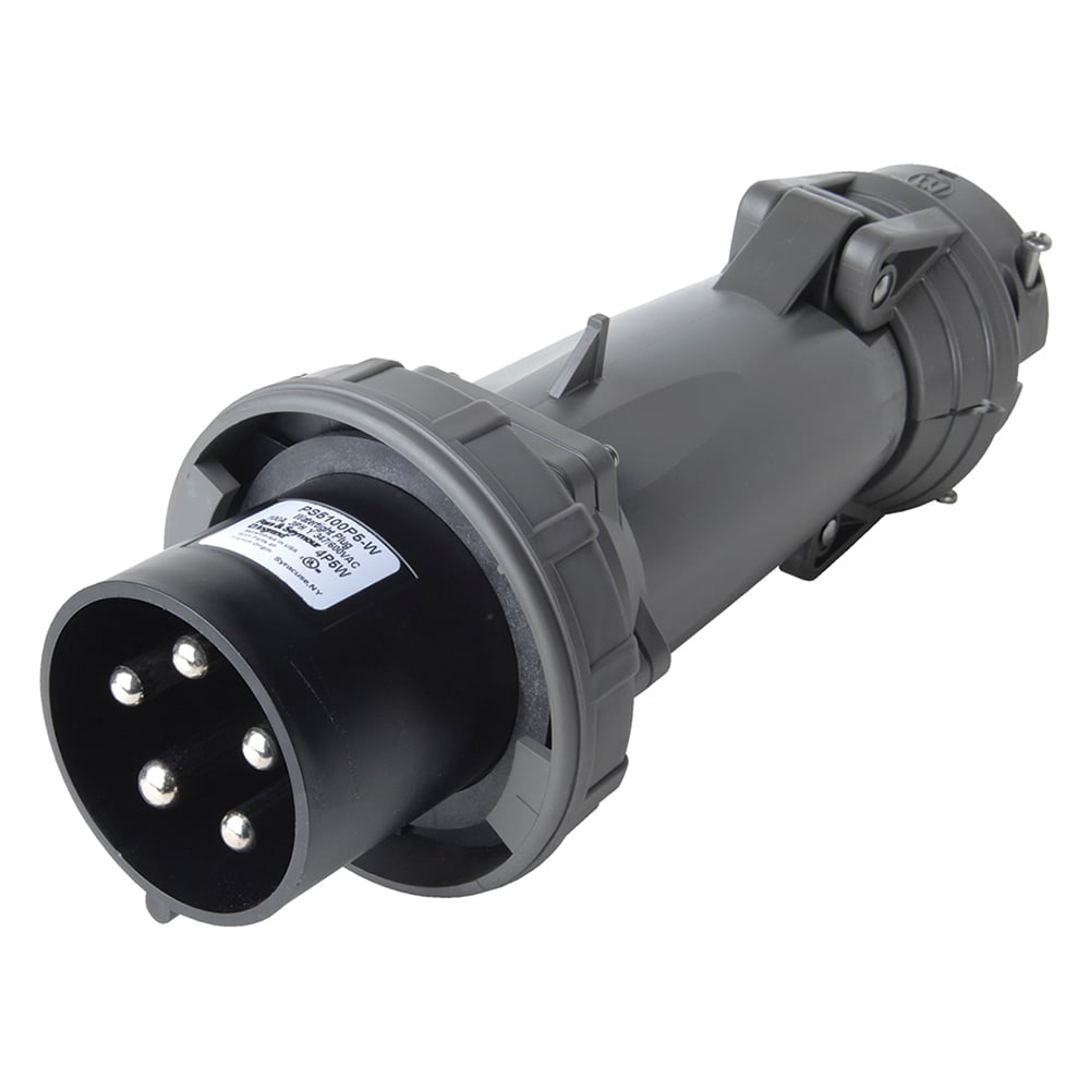 4pole, 5 wire, Pin and Sleeve Plug. 100 amp, 3Y, 347/600 vac.