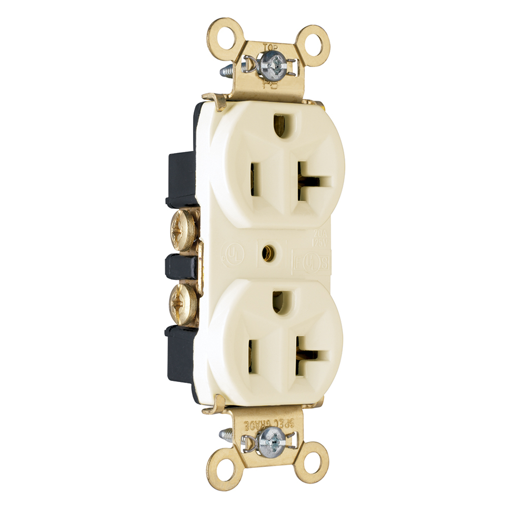 Heavy-Duty Spec Grade Duplex Receptacle Back and, Side Wire 20amp 125volt Ivory