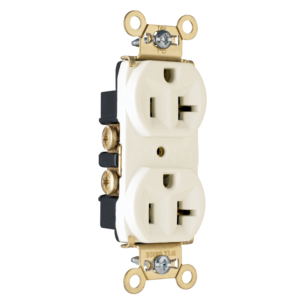 Heavy-Duty Spec Grade Duplex Receptacle Back and, Side Wire 20amp 125volt Light Almond