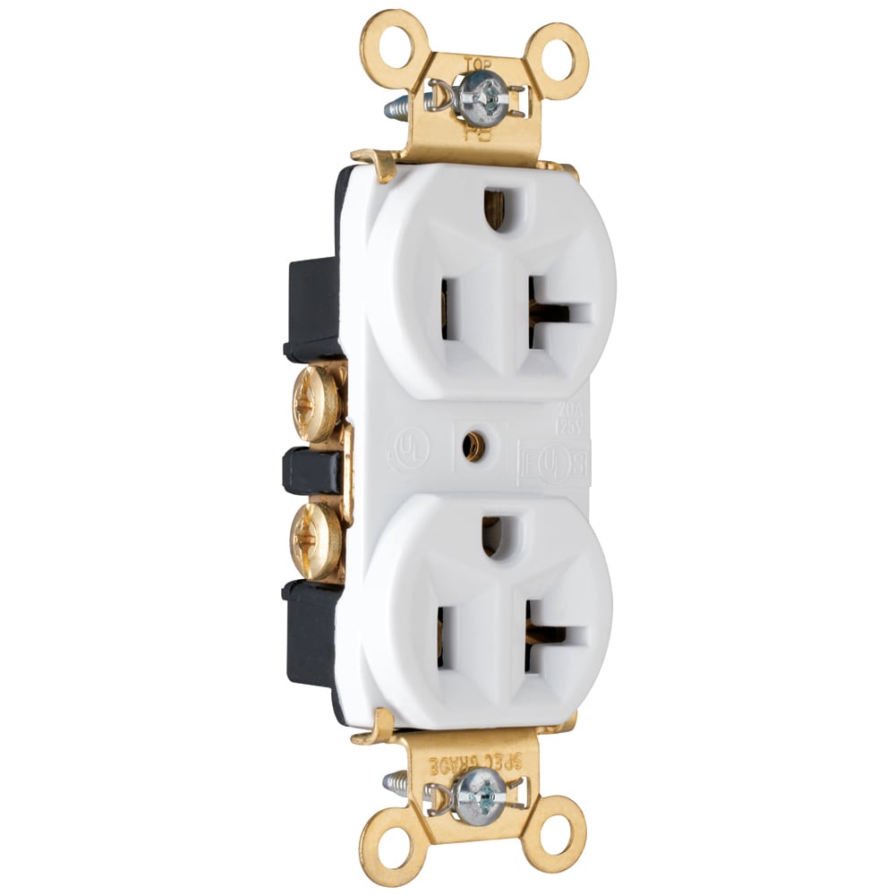 Heavy-Duty Spec Grade Duplex Receptacle Back and, Side Wire 20amp 125volt White