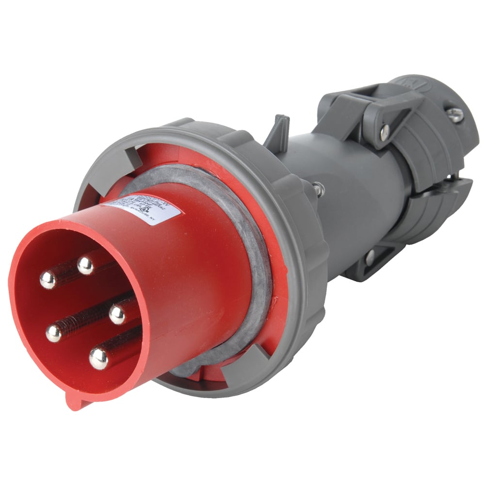 Four pole, Five wire, Pin and Sleeve Plug. 6 amp, 277/480 vac.