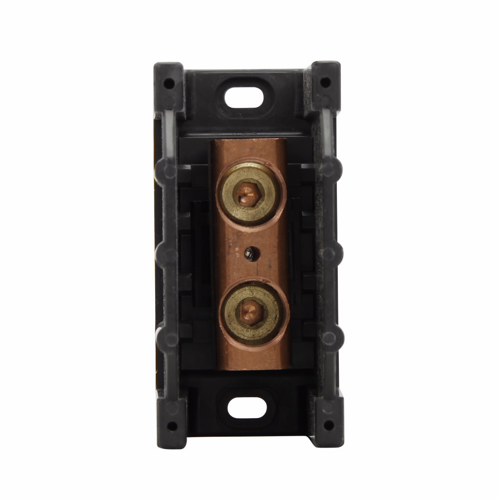 Eaton Bussmann series power splicer block, 600 Vac, 600 Vdc, 255A, Power splicer block, Single-pole, Splicer, SCCR: 10 kA, Black, Molded Thermoplastic Base, Tin-plated aluminum connector