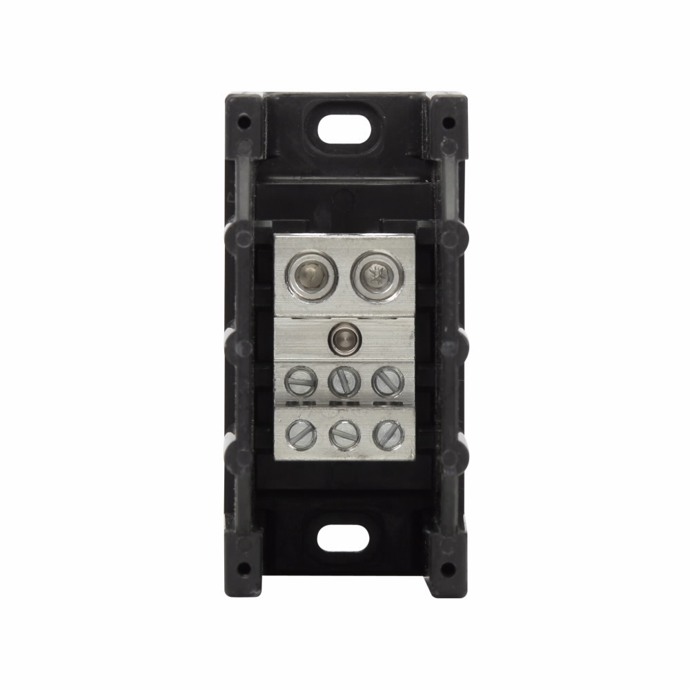 Eaton Bussmann series power distribution block, 600 Vac, 600 Vdc, 350A, Power distribution block, Single-pole, SCCR: 10 kA, Black, Molded Thermoplastic Base, Tin-plated aluminum connector