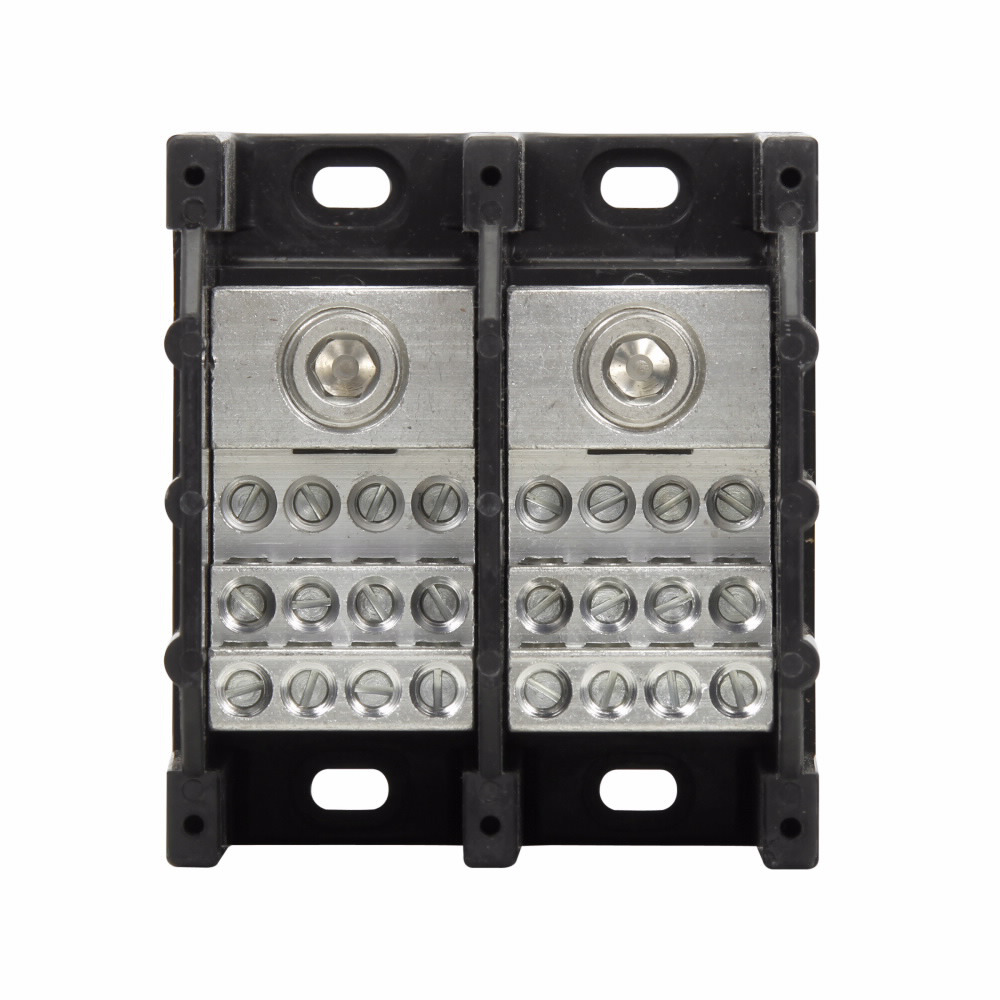Eaton Bussmann series power distribution block, 600 Vac, 600 Vdc, 310A, Power distribution block, Two-pole, SCCR: 100 kA, Black, Molded Thermoplastic Base, Tin-plated aluminum connector - 16370-2