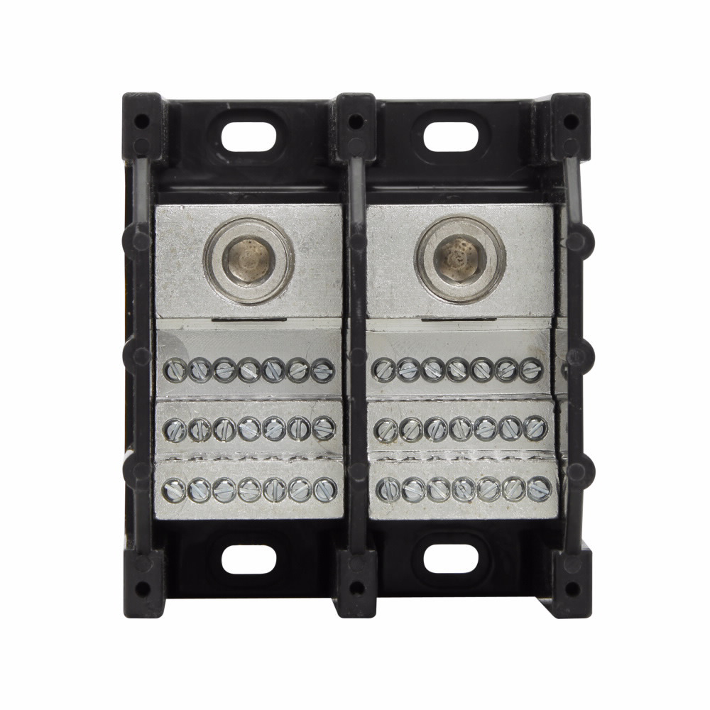 Eaton Bussmann series power distribution block, 600 Vac, 600 Vdc, 310A, Power distribution block, Two-pole, SCCR: 10 kA, Black, Molded Thermoplastic Base, Tin-plated aluminum connector - 16372-2