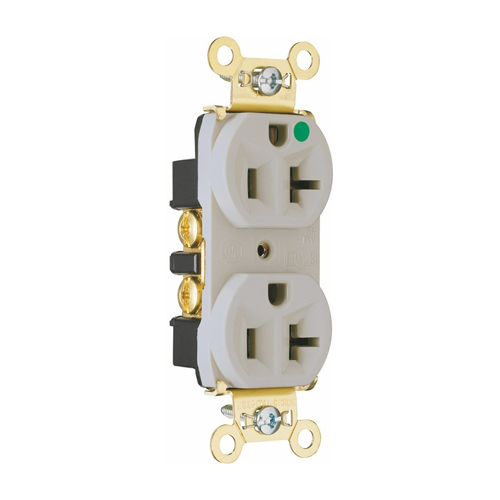Heavy-Duty Hospital Grade Duplex Receptacle Back and, Side Wire 20amp 125volt Gray