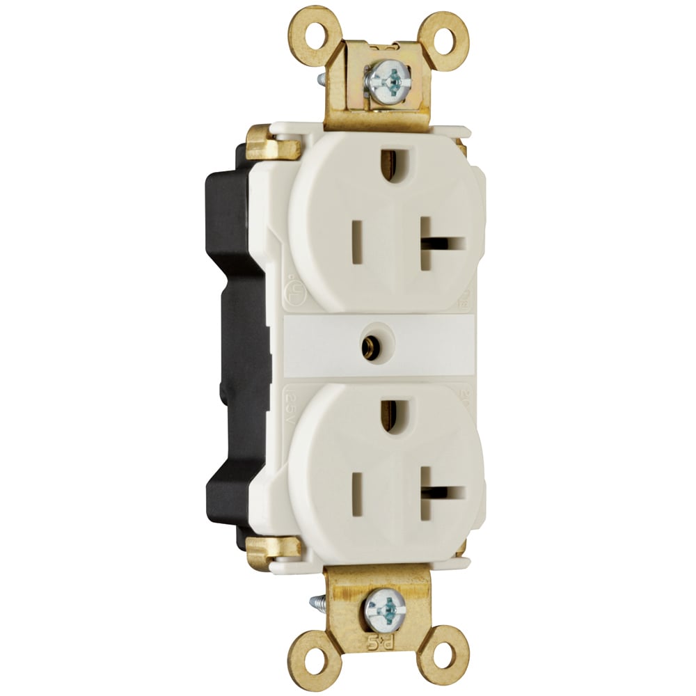 PlugTail Industrial Extra Heavy-Duty Spec Grade Duplex Receptacle 20amp 125volt Light Almond