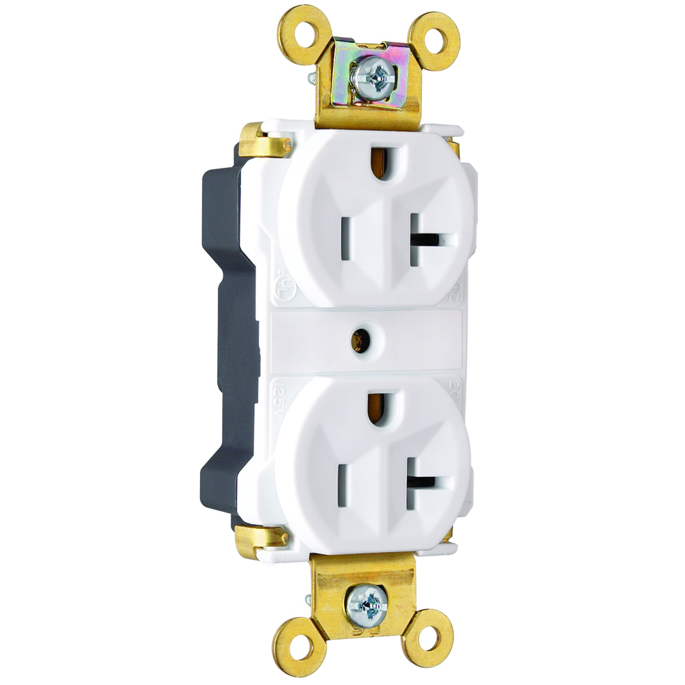 PlugTail Industrial Extra Heavy-Duty Spec Grade Duplex Receptacle 20amp 125volt White
