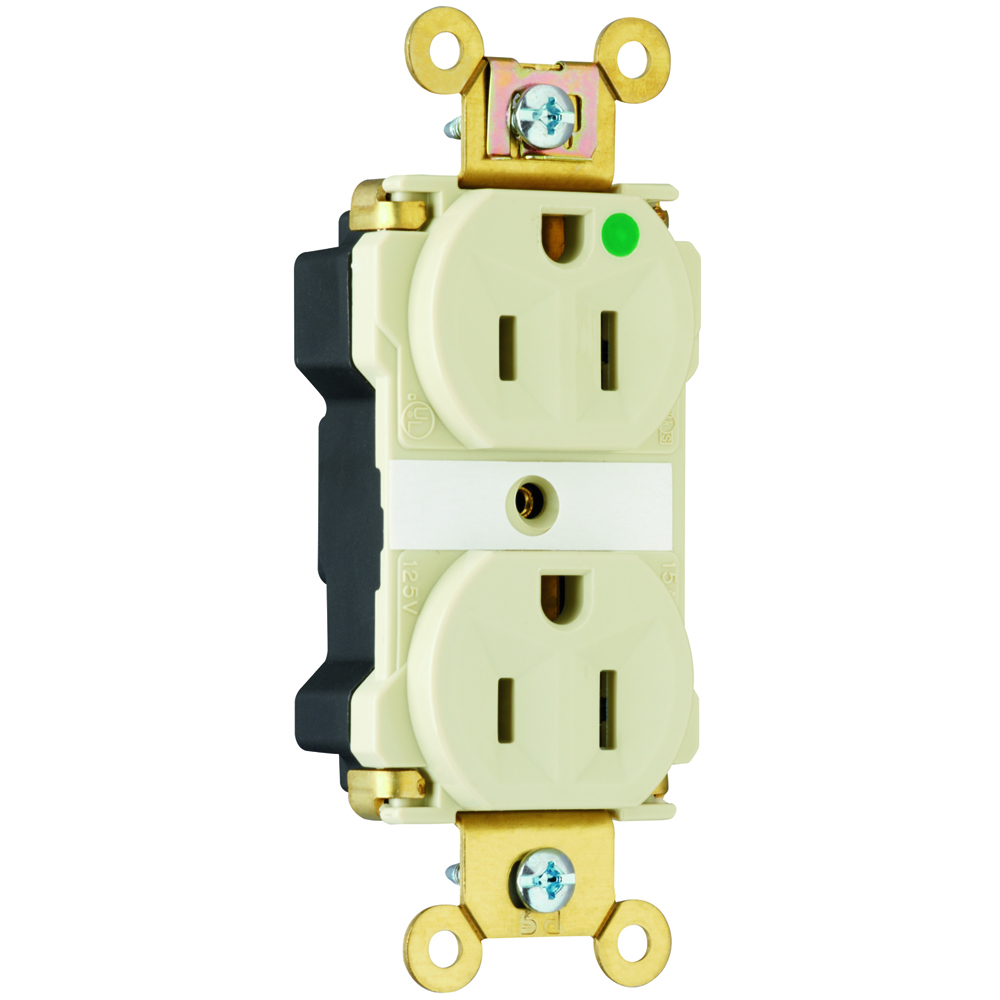 PlugTail Extra Heavy-Duty Hospital Grade Duplex Receptacle 15amp 125volt Ivory