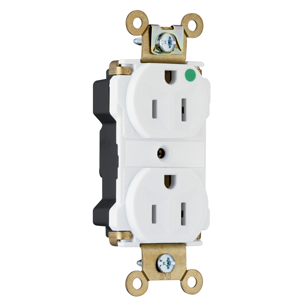 PlugTail Extra Heavy-Duty Hospital Grade Duplex Receptacle 15amp 125volt White